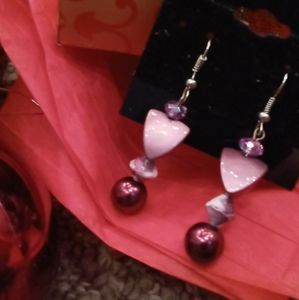 Purple decorative earrings
